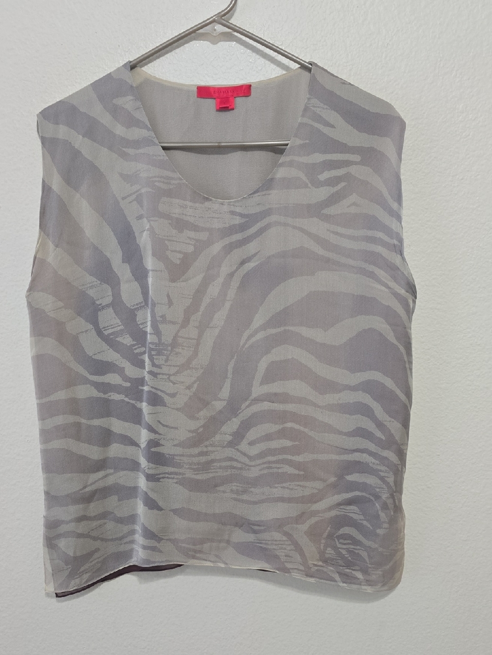 SHAMASK SILK Light Gray‎ Zebra-Print Sleeveless Camisole 1(SEE Measurements)